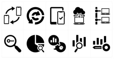 A set of 10 web marketing icons as synchronization, data analysis, responsive vector