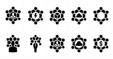 A set of 10 web marketing icons as group connection, group clash, group network vector
