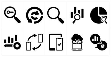 A set of 10 web marketing icons as keyword search, data analysis, magnifier vector