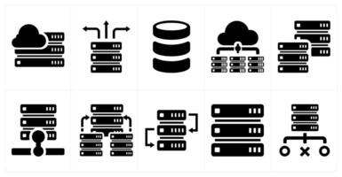 A set of 10 web marketing icons as cloud hosting, server connectivity, server vector