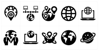A set of 10 web marketing icons as location, global server, location vector