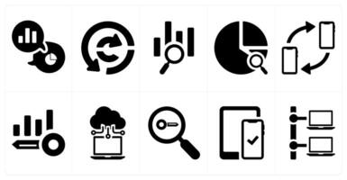A set of 10 web marketing icons as statistics, data analysis, data search vector