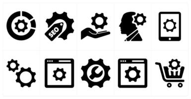 A set of 10 web marketing icons as statistics, seo, configuration vector