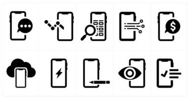 A set of 10 web marketing icons as mobile chat, mobile graph, mobile search vector