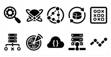 A set of 10 web marketing icons as search data, big data, networking vector