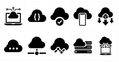 A set of 10 web marketing icons as cloud server, cloud database, cloud backup vector
