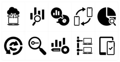 A set of 10 web marketing icons as cloud database, data search, statistics vector