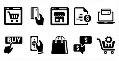 A set of 10 web marketing icons as cart, card payment, shopping store vector