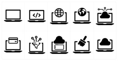 A set of 10 web marketing icons as laptop, programming, global network vector