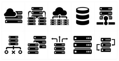 A set of 10 web marketing icons as cloud hosting, hosting server, cloud server vector