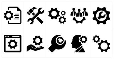A set of 10 web marketing icons as webpage settings, configuration, optimization vector