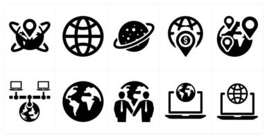 A set of 10 web marketing icons as global location, world, universe vector