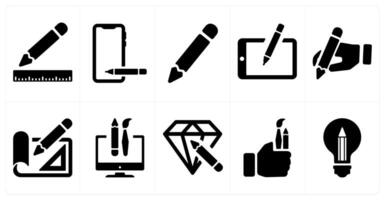 A set of 10 web marketing icons as stationery, draw, pencil vector