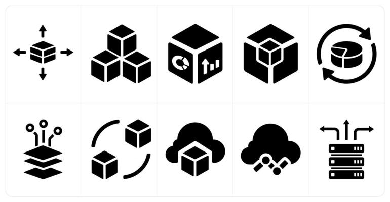A set of 10 web marketing icons as layers, 3d, statistics