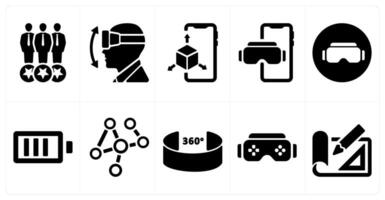 A set of 10 Virtual Reality icons as consumers, vr movements, 3d display vector