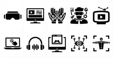 A set of 10 Virtual Reality icons as vr glasses, content, wired glasses vector