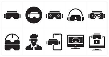 A set of 10 Virtual Reality icons as vr glaases, emotion, game vector