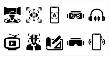 A set of 10 Virtual Reality icons as vr simulator, eye tap, virtual presentation vector