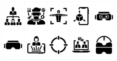 A set of 10 Virtual Reality icons as social network, virtual reality, motion capture vector