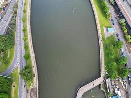 Aerial View of Buildings at Hotwells Central Bristol City of Southwest of England, Great Britain. High Angle Footage Was Captured with Drone's Camera from Medium High Altitude on May 27th, 2024. photo