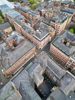 High Angle View of Buildings at Downtown Central Northampton City of East Midlands Region of England Great Britain. Aerial Footage Was Captured with Drone's Camera on April 26th, 2024 photo