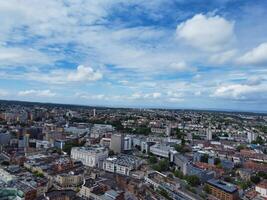 High Angle View of Buildings at Central Bristol City of Southwest of England, United Kingdom. The High Angle Footage Was Captured with Drone's Camera from High Altitude on May 26th, 2024. photo