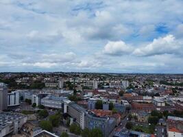 High Angle View of Buildings at Central Bristol City of Southwest of England, United Kingdom. The High Angle Footage Was Captured with Drone's Camera from High Altitude on May 26th, 2024. photo