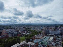 High Angle View of Buildings at Central Bristol City of Southwest of England, United Kingdom. The High Angle Footage Was Captured with Drone's Camera from High Altitude on May 26th, 2024. photo