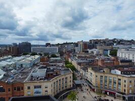 High Angle View of Buildings at Central Bristol City of Southwest of England, United Kingdom. The High Angle Footage Was Captured with Drone's Camera from High Altitude on May 26th, 2024. photo