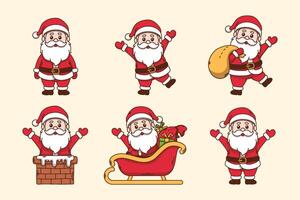 Set of Santa Claus with various poses vector