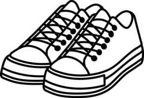the Outline Icon of sneakers with lots of laces vector