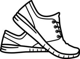 the outline icon of sneakers with one of them tiptoe vector