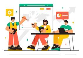 Teamwork in Outsourcing for Business Development Illustration in Cartoon Style vector