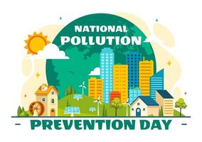 Design for National Pollution Prevention Day, Addressing Factory Emissions and Deforestation in a Cartoon Style vector