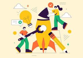 Creative Illustration of Startup Concept with Innovation and Technology Themes vector