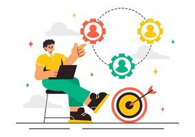 Outsourcing Teamwork Concept Illustration for Business Growth in Flat Style vector