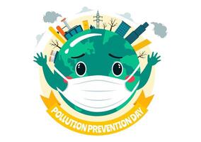 Awareness Campaign for National Pollution Prevention Day on 2 December with Environmental Issues in Flat Style vector