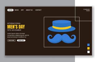 Flat Cartoon Social Media Landing Page for Men's Day Greetings vector