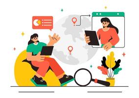 Illustration of Outsourcing with Ideas for Company Expansion and Project Management vector