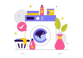 Laundry Room Setup with Washing and Drying Machines in Flat Style vector