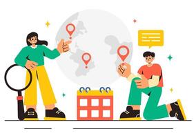 Illustration of Company Development and Project Delegation in Outsourcing vector