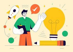 Modern Illustration of a Startup Idea with Software and Web Development Elements vector
