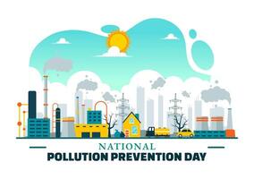 National Pollution Prevention Day Cartoon for 2 December, Highlighting Environmental Awareness and Pollution Control vector
