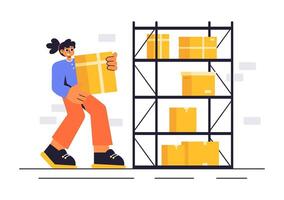 Illustration of a Self-Storage Garage Filled with Unused Items in Boxes vector