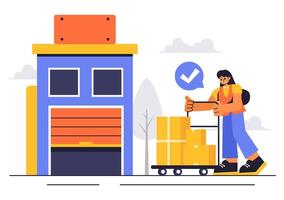 Storage Unit Illustration Featuring Cardboard Boxes and Cluttered Unused Items in a Flat Style vector