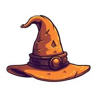 Witch hat and wizard cloak create spooky Halloween costume isolated vector