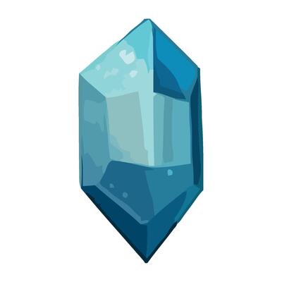 Shiny blue gemstone crystal on transparent design isolated