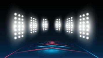 Abstract technology background stadium stage hall with scenic lights of round futuristic vector