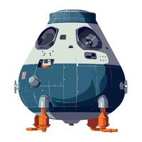 Modern spaceship sailing on blue nautical waves isolated vector
