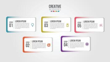 Business Infographic design template with icons and 5 numbers options or steps. vector
